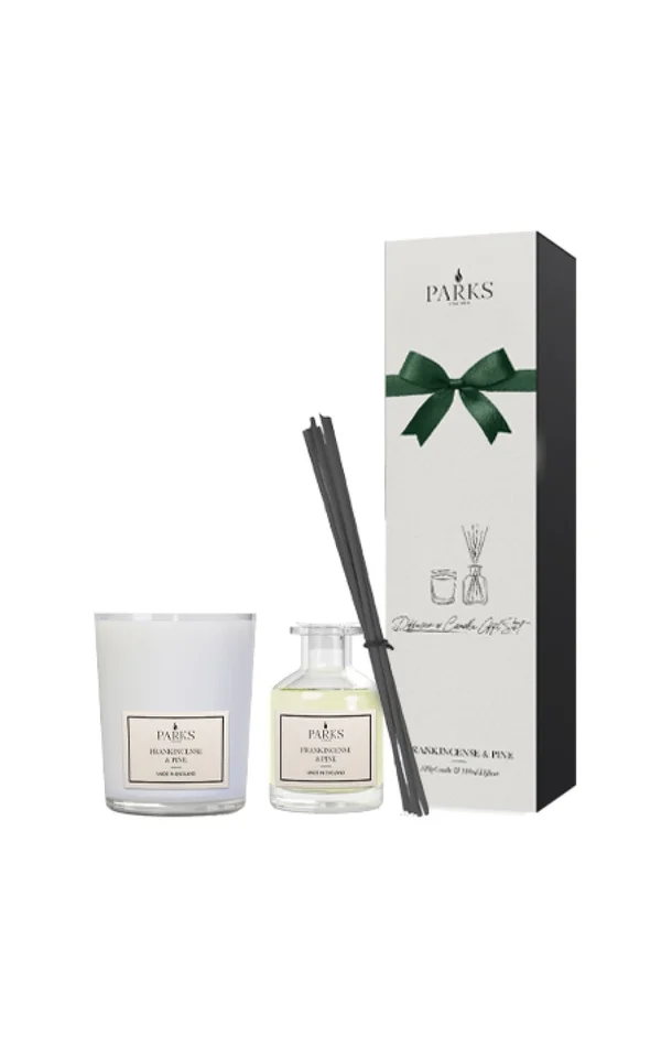 Coffret bougie & diffuseur – Encens & pin
