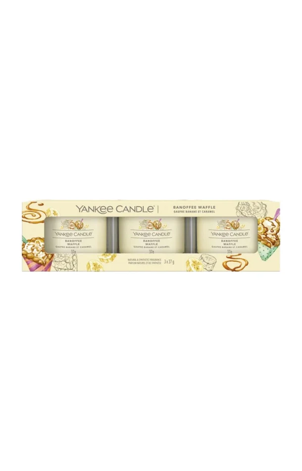 Coffret bougies votives – Gaufre banane & caramel – 3 x 37 g