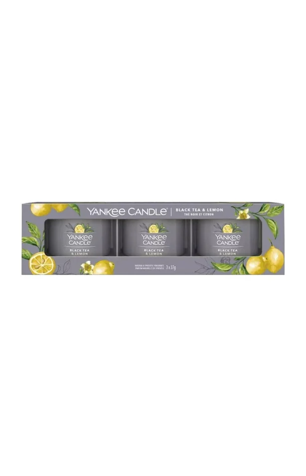 Coffret bougies votives – Thé noir & citron – 3 x 37 g