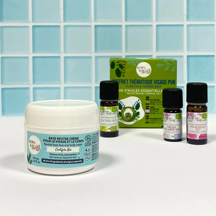 Coffret : crème visage/corps et kit d'huiles essentielles visage pur
