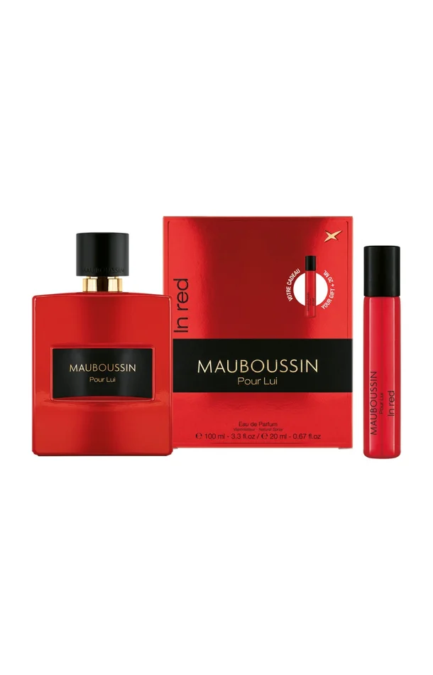 Coffret In Red Eau de parfum – Boisé épicé – 2 produits – Homme