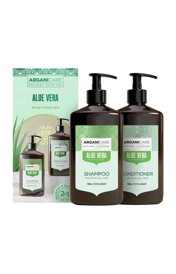 Coffret shampoing & après-shampoing revitalisant – Aloe vera – Cheveux secs & ternes – 2 x 400 ml