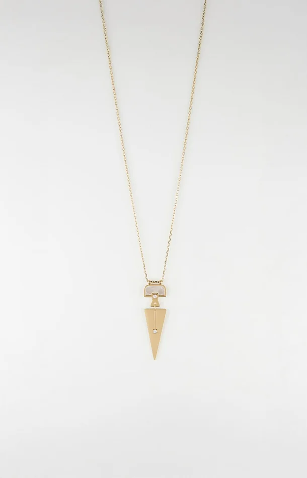 Collier – Acier inoxydable, nacre & zirconium – Doré