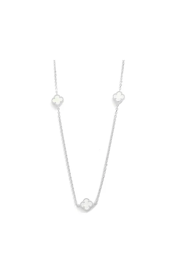 Collier – Argent 925/000, nacre blanc & zircon