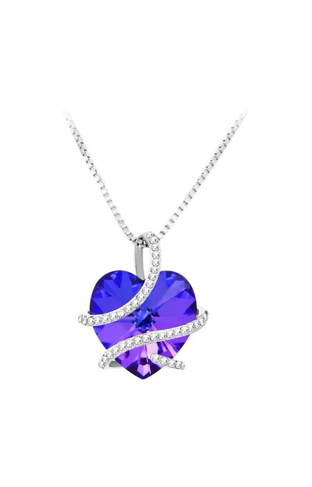 Collier – Laiton & cristaux – Argenté & violet
