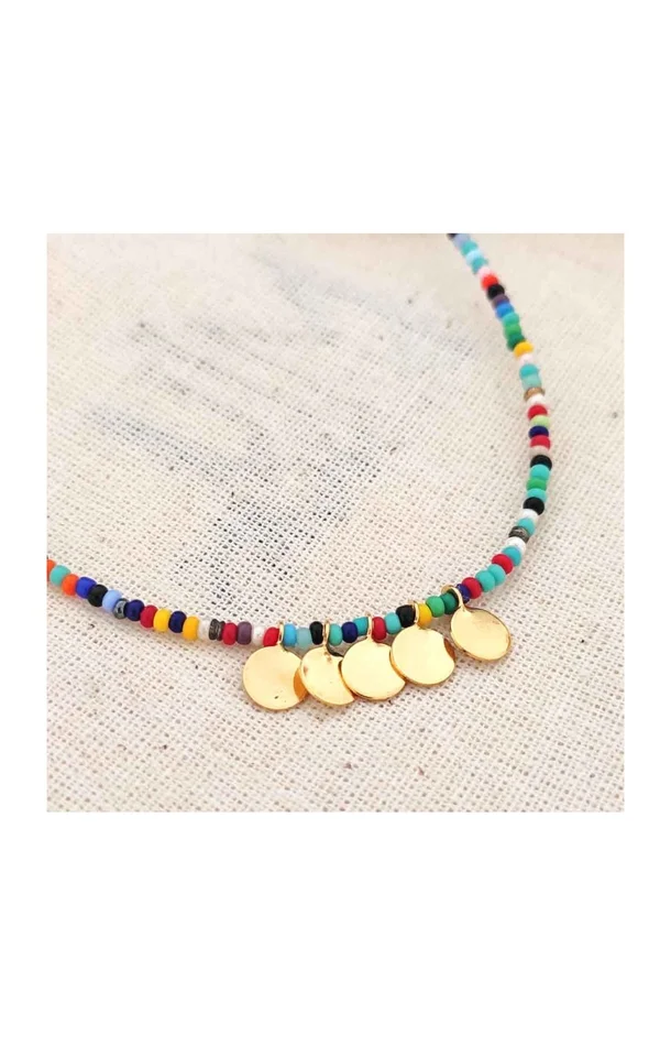 Collier – Laiton plaqué or & perles de rocaille