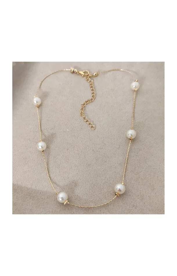 Collier – Laiton plaqué or & perles