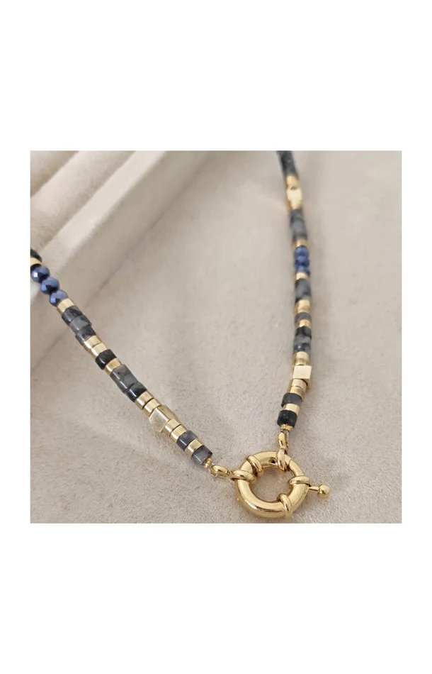 Collier – Laiton plaqué or & pierres de cristal