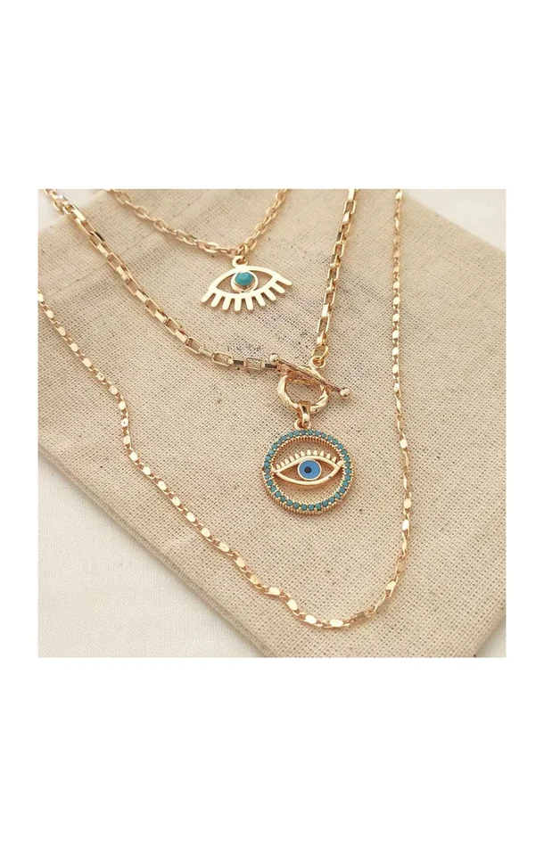 Collier – Laiton plaqué or & zirconiums