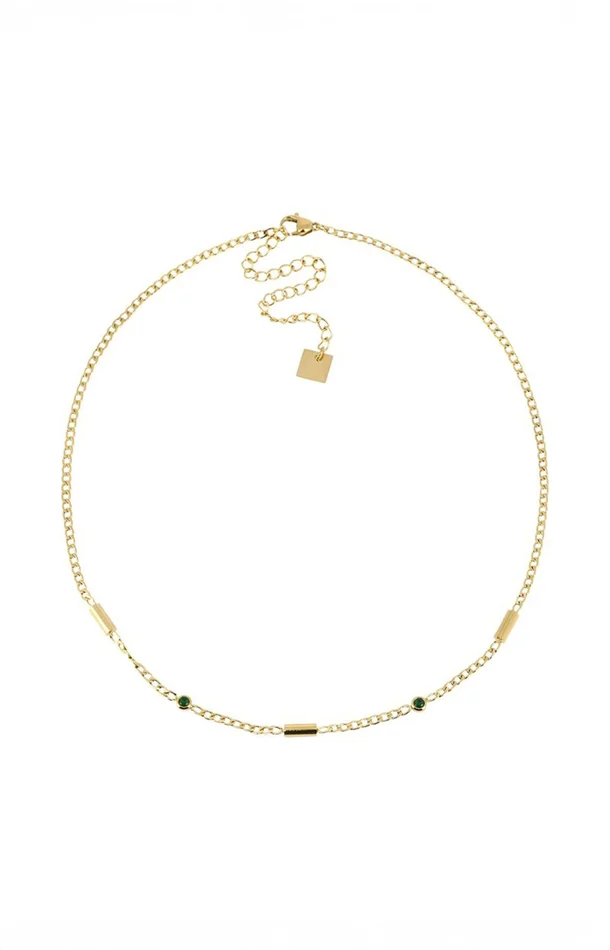 Collier – Lenane – Acier inoxydable – Doré & vert