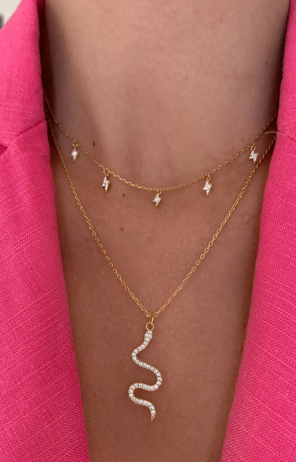 Collier – Snake – Laiton doré or 1 micron