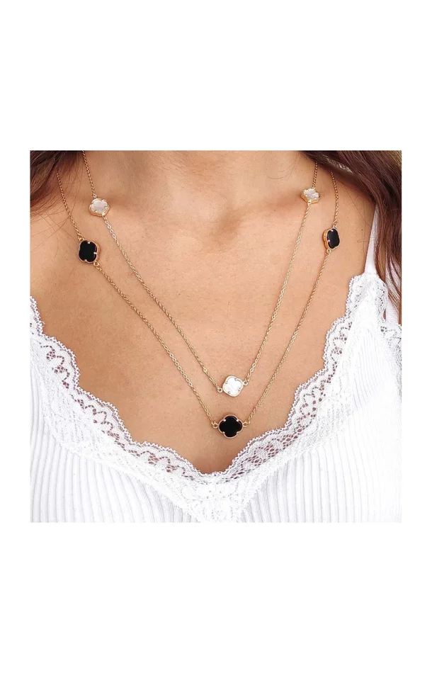 Collier avec trèfles nacrés – Laiton plaqué or