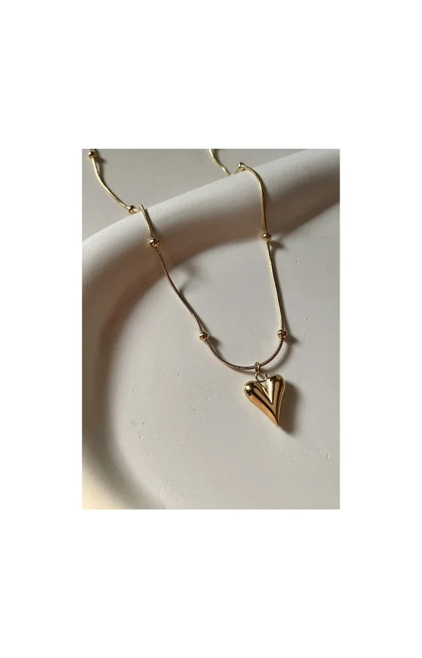 Collier chaîne italienne avec pendentif en cœur – Acier inoxydable plaqué or