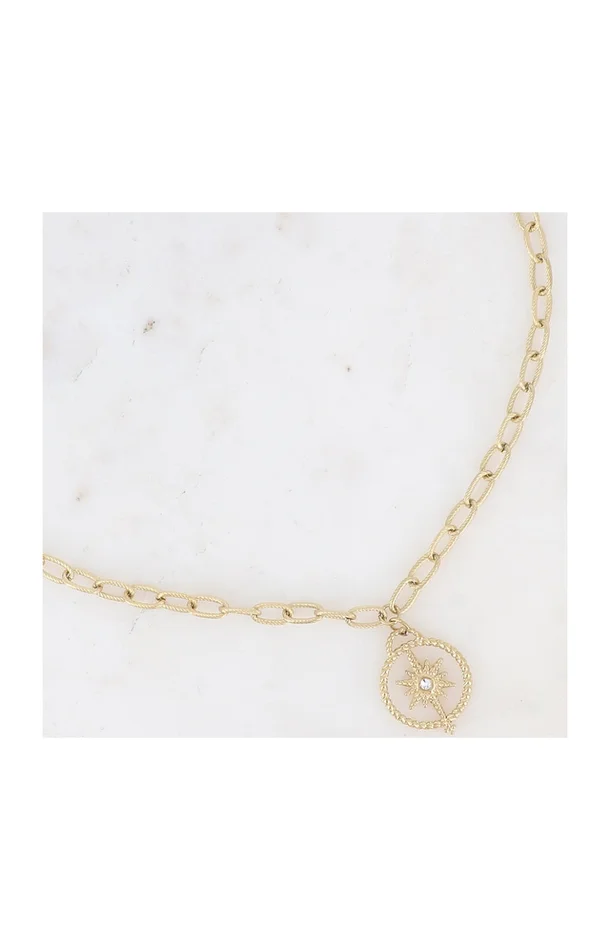 Collier étoile – Acier inoxydable doré & strass