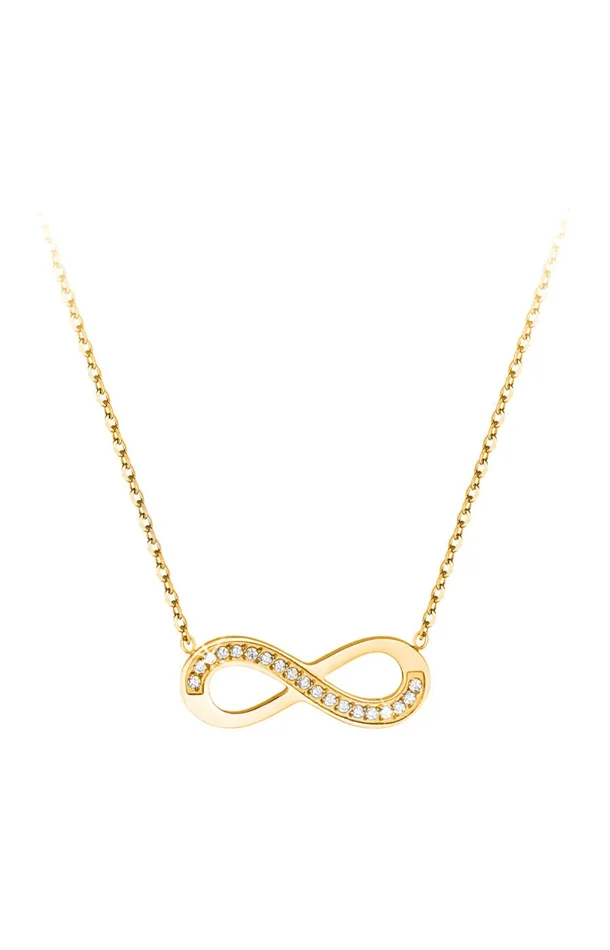 Collier infini – Acier inoxydable & cristaux – Doré
