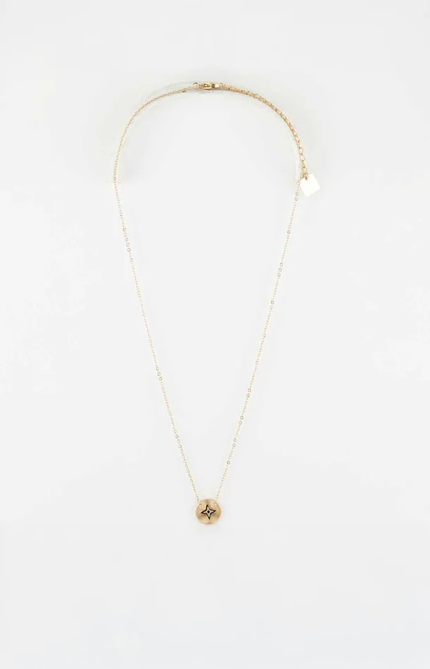 Collier pendentif médaillon – Acier inoxydable – Doré