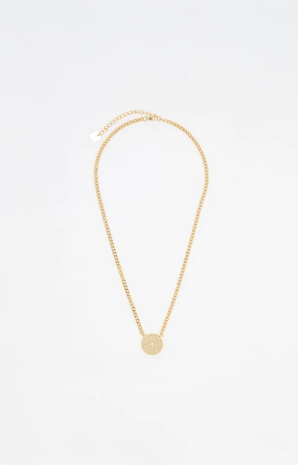 Collier pendentif zirconiums – Acier inoxydable – Doré & blanc