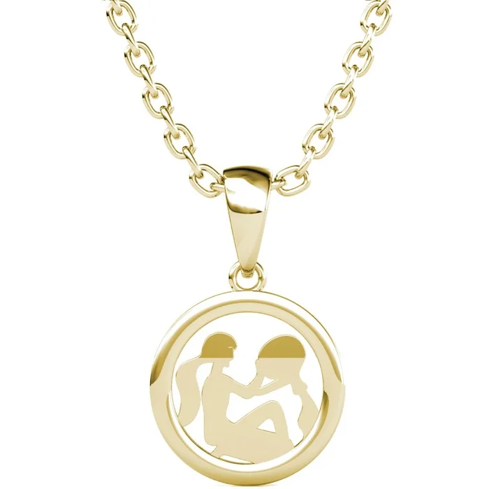 Collier Zodiaque Verseau – Laiton plaqué or 18 k & cristal blanc