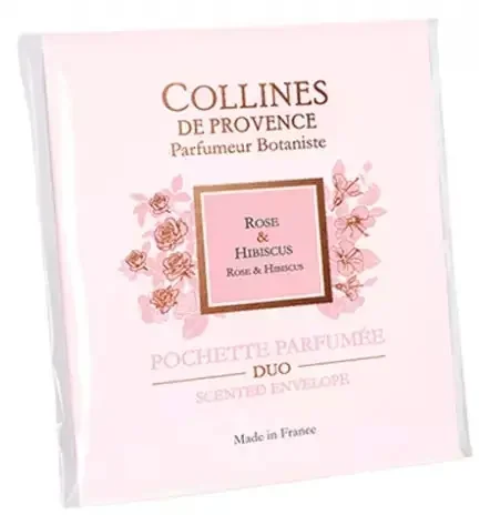 Collines de Provence Pochette Parfumée DUO 1 Unité – Parfum Rose & Hibiscus