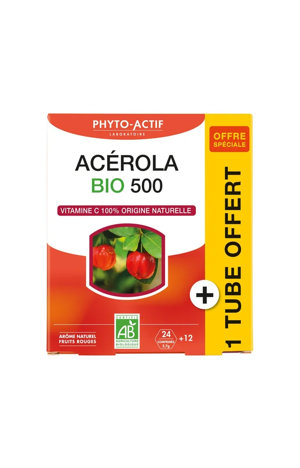 Compléments alimentaires bio + 1 tube offert – Acérola bio 500 – 1 mois