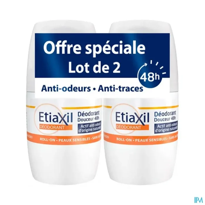 Cooper etiaxil deodorant douceur 48h roll on 50ml x2