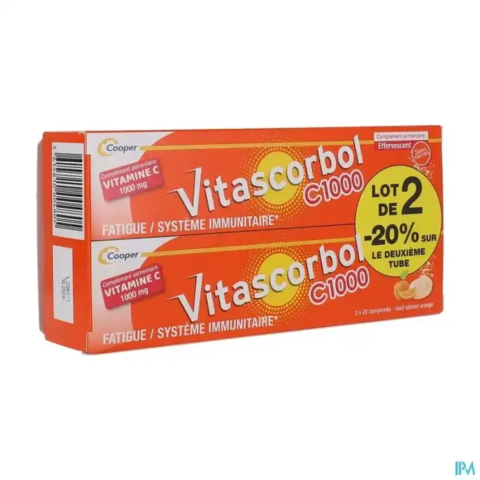 Cooper vitascorbol c1000 comprime effervescent 20 x2