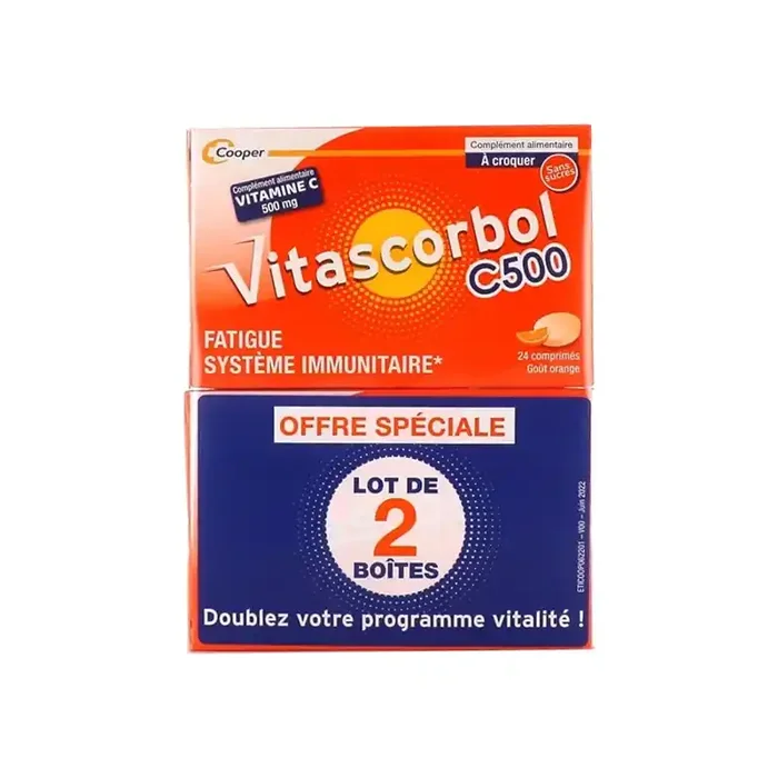 Cooper Vitascorbol vitamines C 500mg lot de 2×24 comprimes