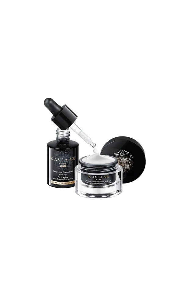 Crème & sérum anti-âge cou & décolleté – Caviar & acide hyaluronique