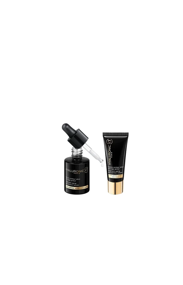 Crème & sérum pour les yeux anti-âge global – Acide hyaluronique & collagène – Peaux matures