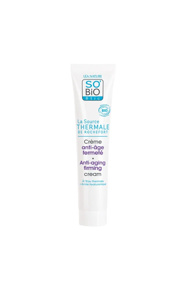 Crème anti-âge & fermeté bio – Eau thermale & acide hyaluronique – Peaux sensibles