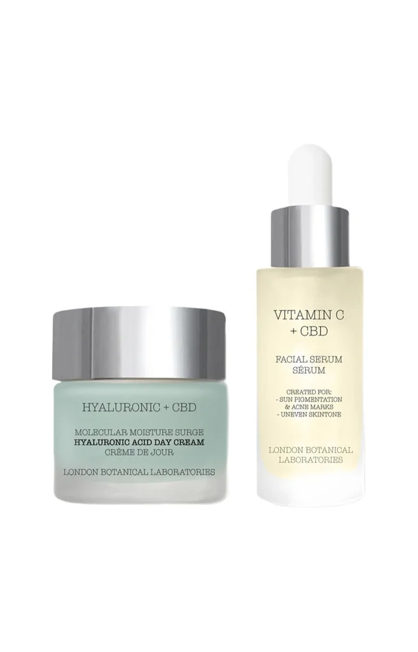 Crème de jour à l’acide hyaluronique & sérum à la vitamine C & CBD