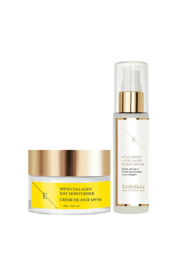 Crème hydratante & sérum anti-âge – Collagène & acide hyaluronique – Peaux matures
