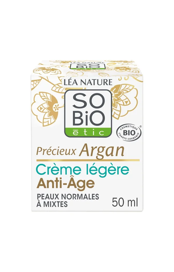 Crème légère anti-âge bio – Huile d’argan – Jour – Visage