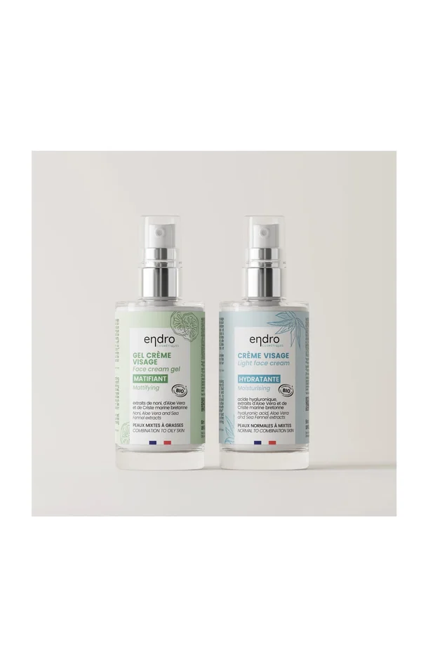 Crèmes hydratante & matifiante bio – Peaux mixtes à grasses – 2 x 50 ml