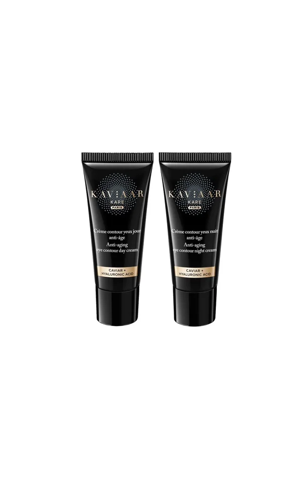 Crèmes yeux anti-âge jour & nuit- Caviar & acide hyaluronique – 2 x 15 ml