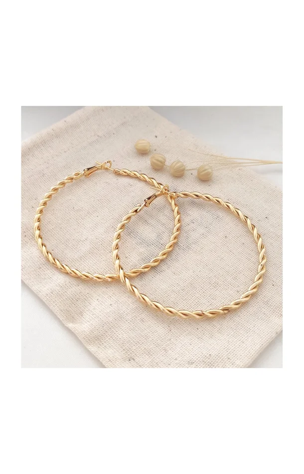 Créoles torsadées – Big Hoop – Laiton plaqué or