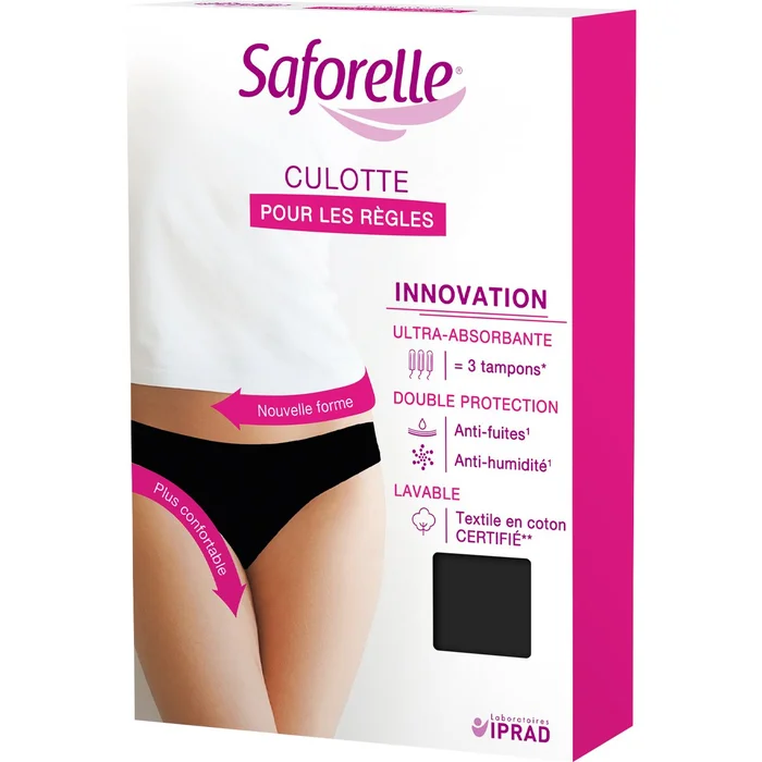 Culotte menstruelle – Flux moyens – Noire – Noir