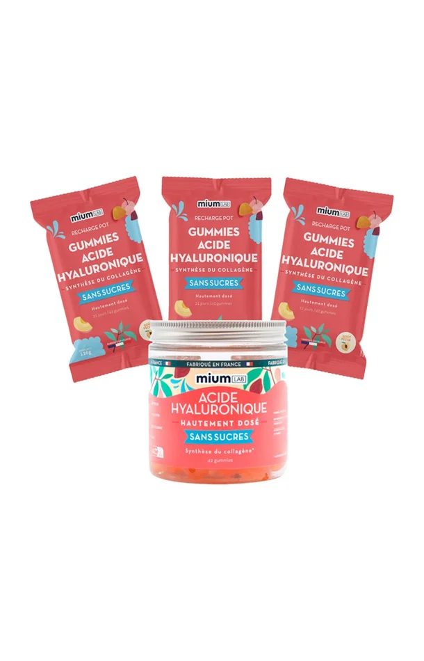 Cure gummies acide hyaluronique – Pêche – Sans sucres – 3 mois