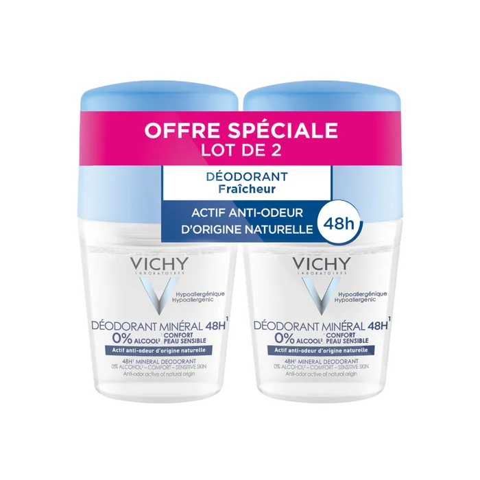 Déodorant Minéral Anti-Odeur 48H – Roll-On 2×50 ml