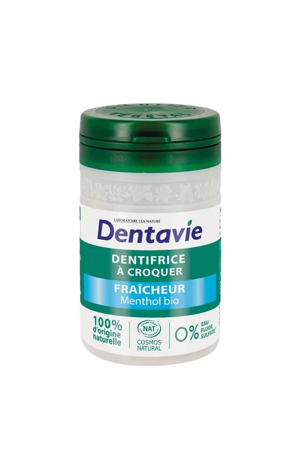Dentifrice fraicheur à croquer – Menthol bio – 60 comprimés