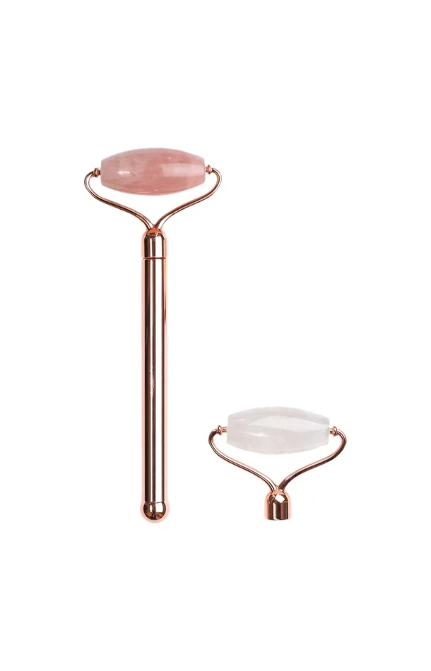 Derma-roller rafraîchissant stimulant – Rose quartz & clear quartz – Visage