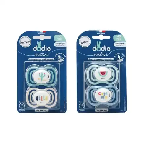 Dodie Extra Fine Sucettes anatomiques en silicone 18m+ F6 vert – Lot de 2