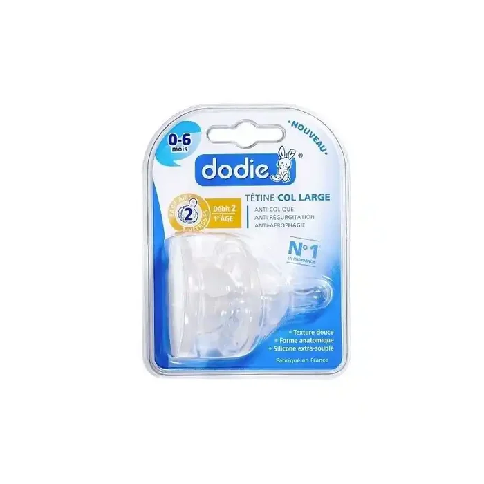 Dodie Tetine 0 a 6 mois col large debit 2 2 unites