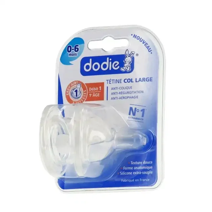 Dodie tetine initiation+ col large 3 vitesses silicone 2 tetines