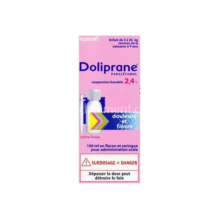 Doliprane 2,4% sans sucre sirop enfant 3 a 26kg 100ml