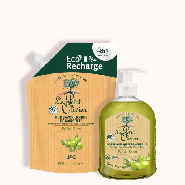Duo Pur Savon Liquide de Marseille & Recharge – Parfum Olive