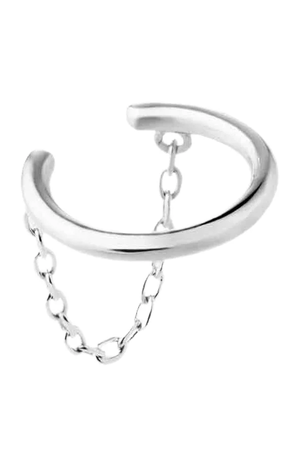 Earcuff – Chain – Laiton plaqué argent 10 microns