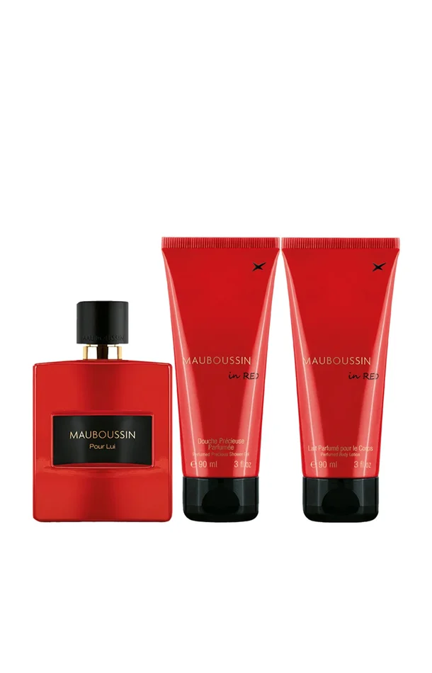 Eau de parfum, gel douche & lait corps – In red pour lui