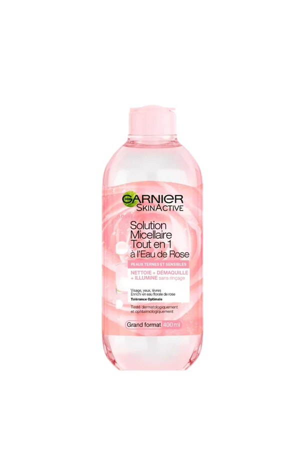 Eau micellaire – SkinActive – Eau de rose – Peaux ternes & sensibles – 400 ml