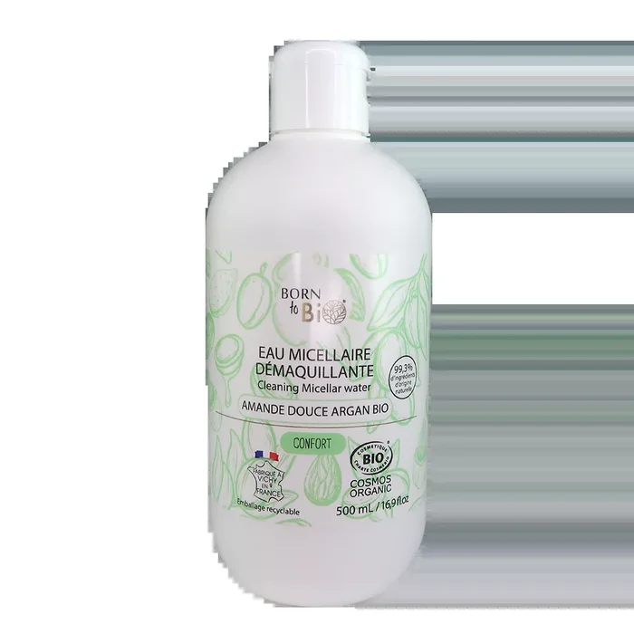 Eau Micellaire Démaquillante Amande Douce Argan 500mL – Certifiée bio